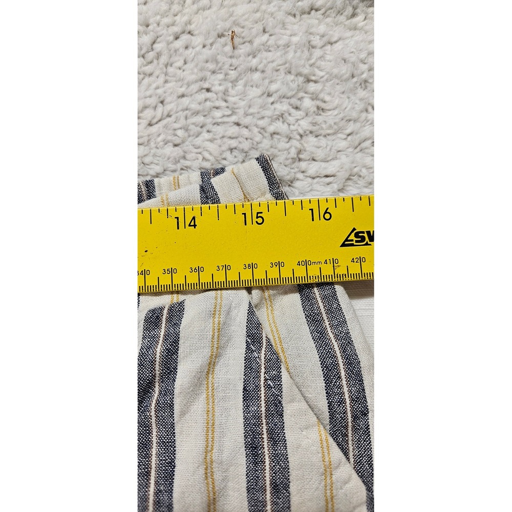 Cato Womens Striped Wide Leg Crop Pants Blue Yellow Elastic Waist Size M - Picture 5 of 8